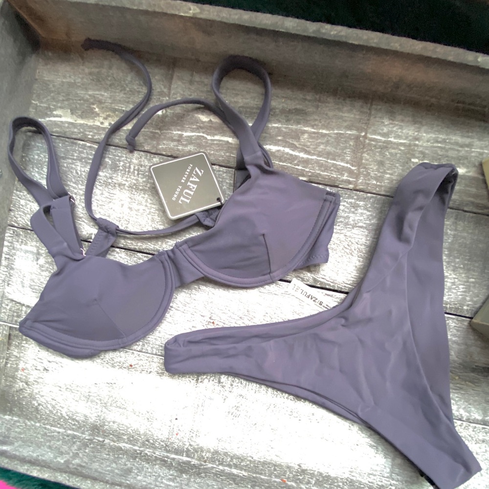 Slate grey two piece bathing suit, never worn!